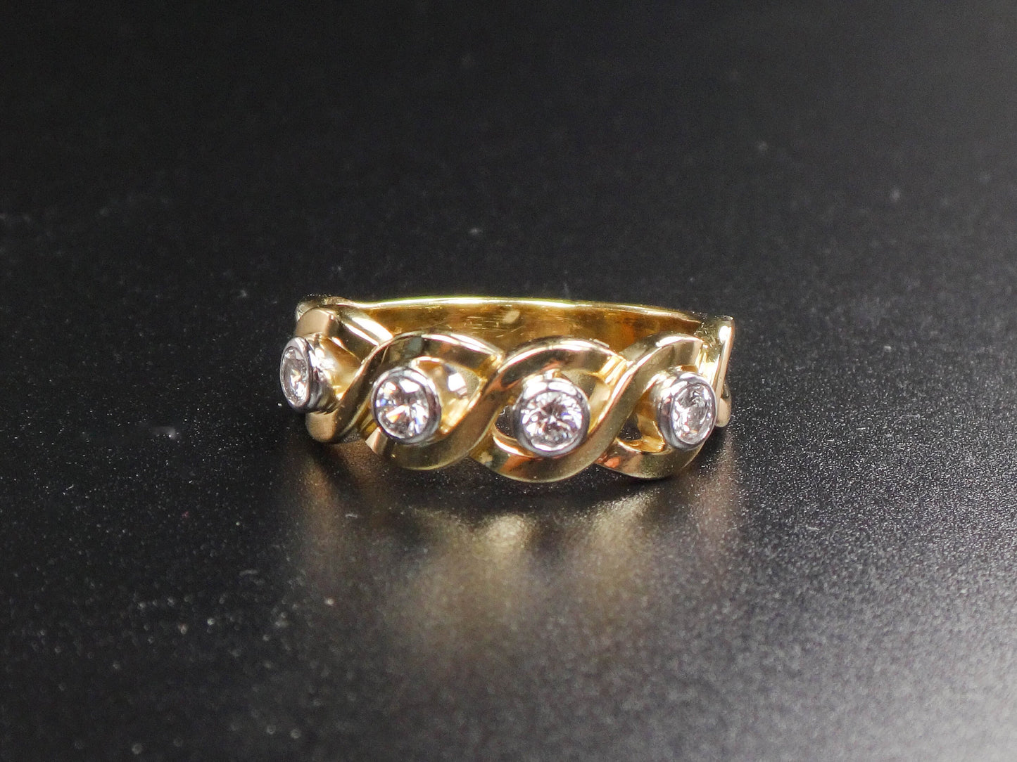 Vintage 18k Four Diamond Ring Diamond Wedding Band Approx .50 Carats TDW Size 6
