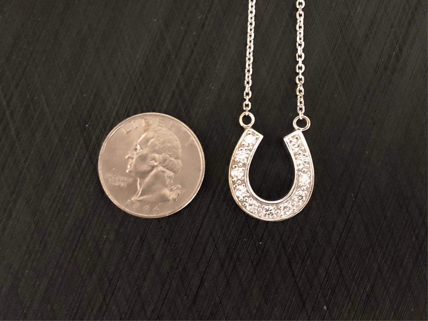 Vintage 14k White Gold Large Natural Diamond Horseshoe Necklace Approximately 1.25 CTS TDW 19.5"