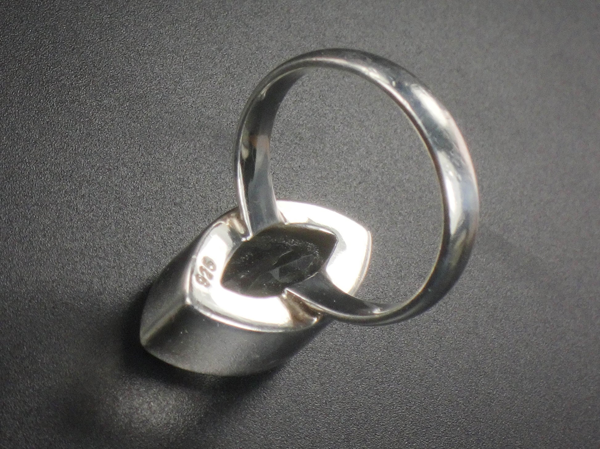 Vintage Sterling Silver Marquise Cut Green Stone Ring 6.5