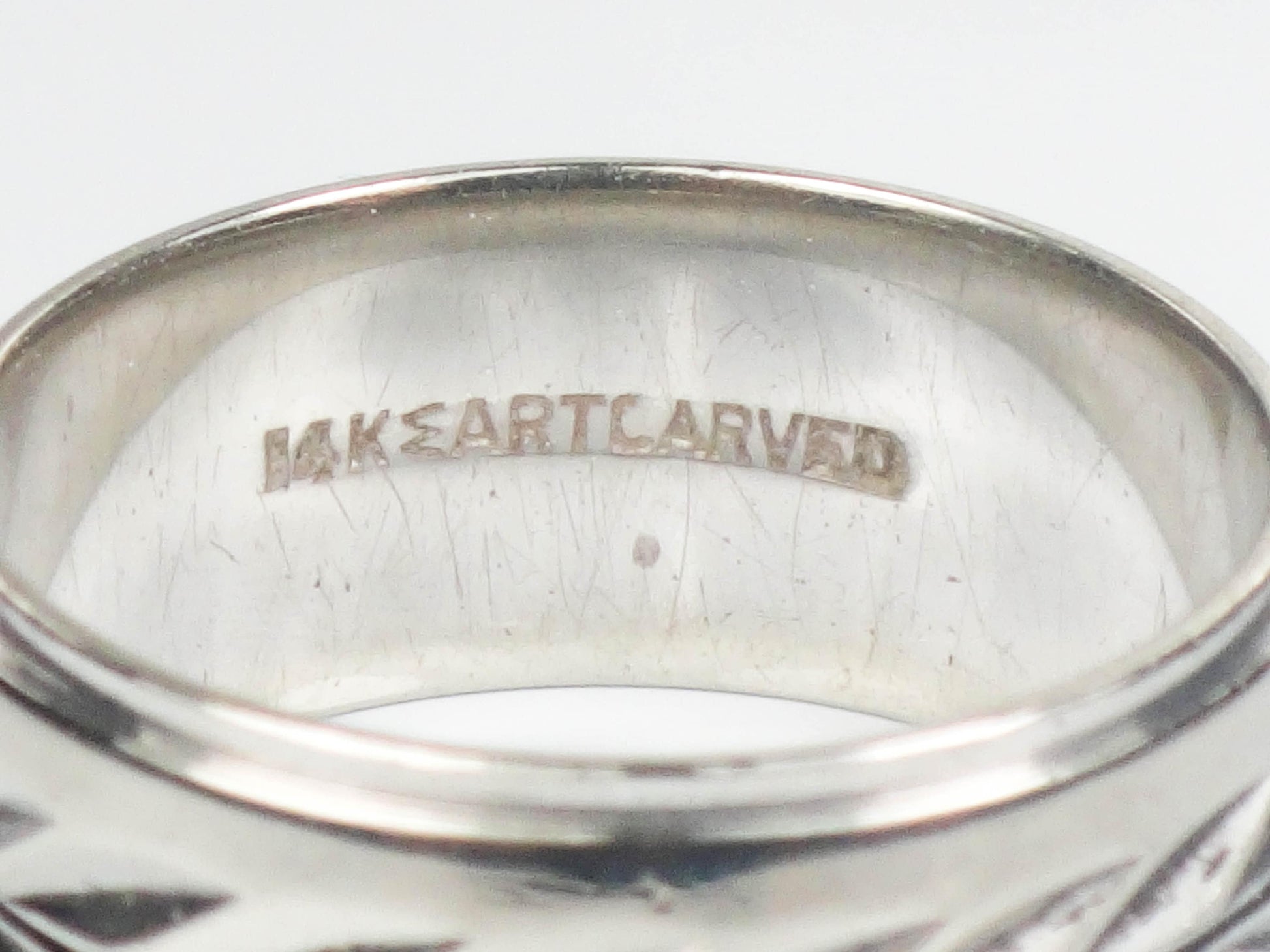 Vintage ArtCarved 14k White Gold Wedding Band - Wheat Design, Size 6