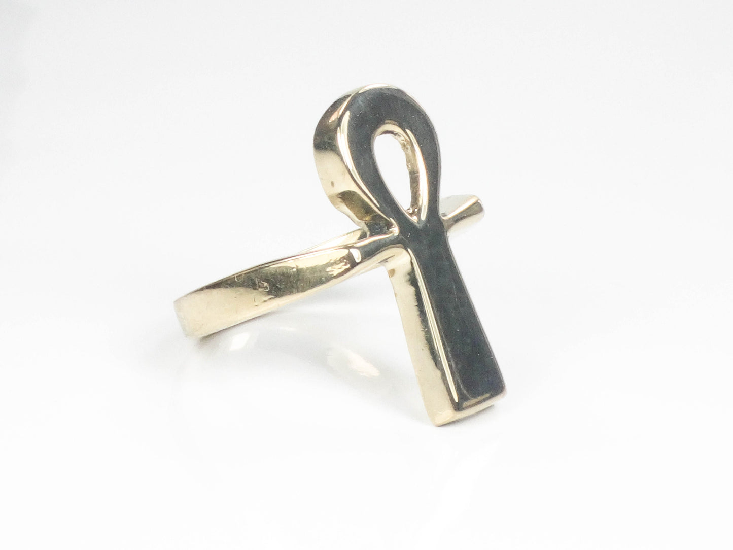 Vintage 14k Gold Ankh Ring, 14k Gold Egyptian Ankh Ring, Everyday Ring, Size 5.25