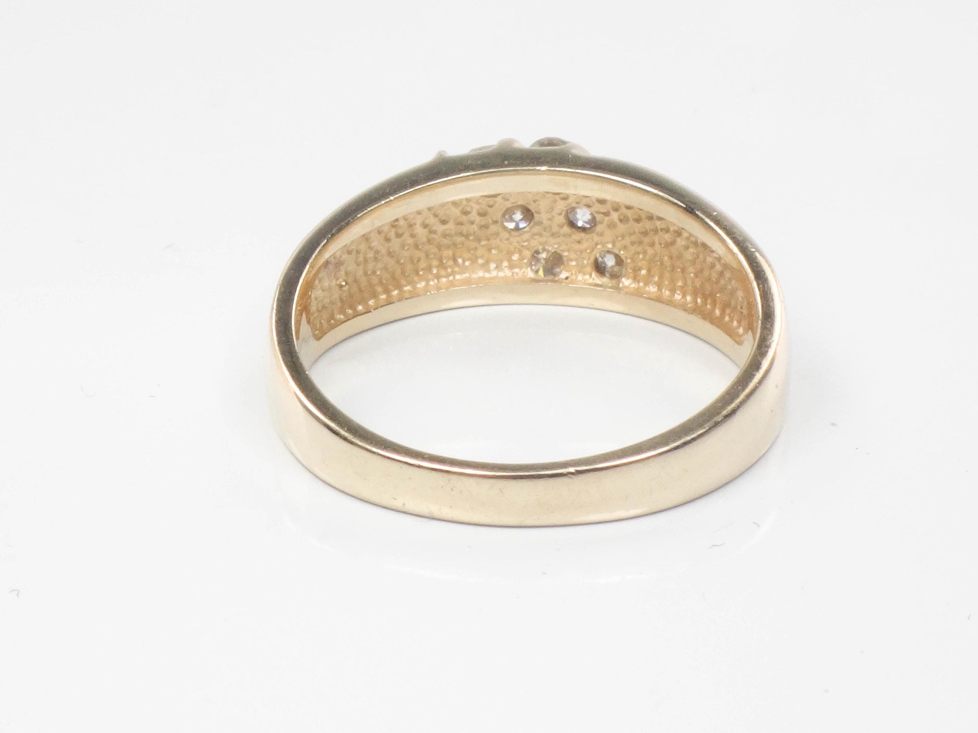 Vintage 14k Yellow Gold Two Row Natural Diamond Ring, Size 8 Diamond Band