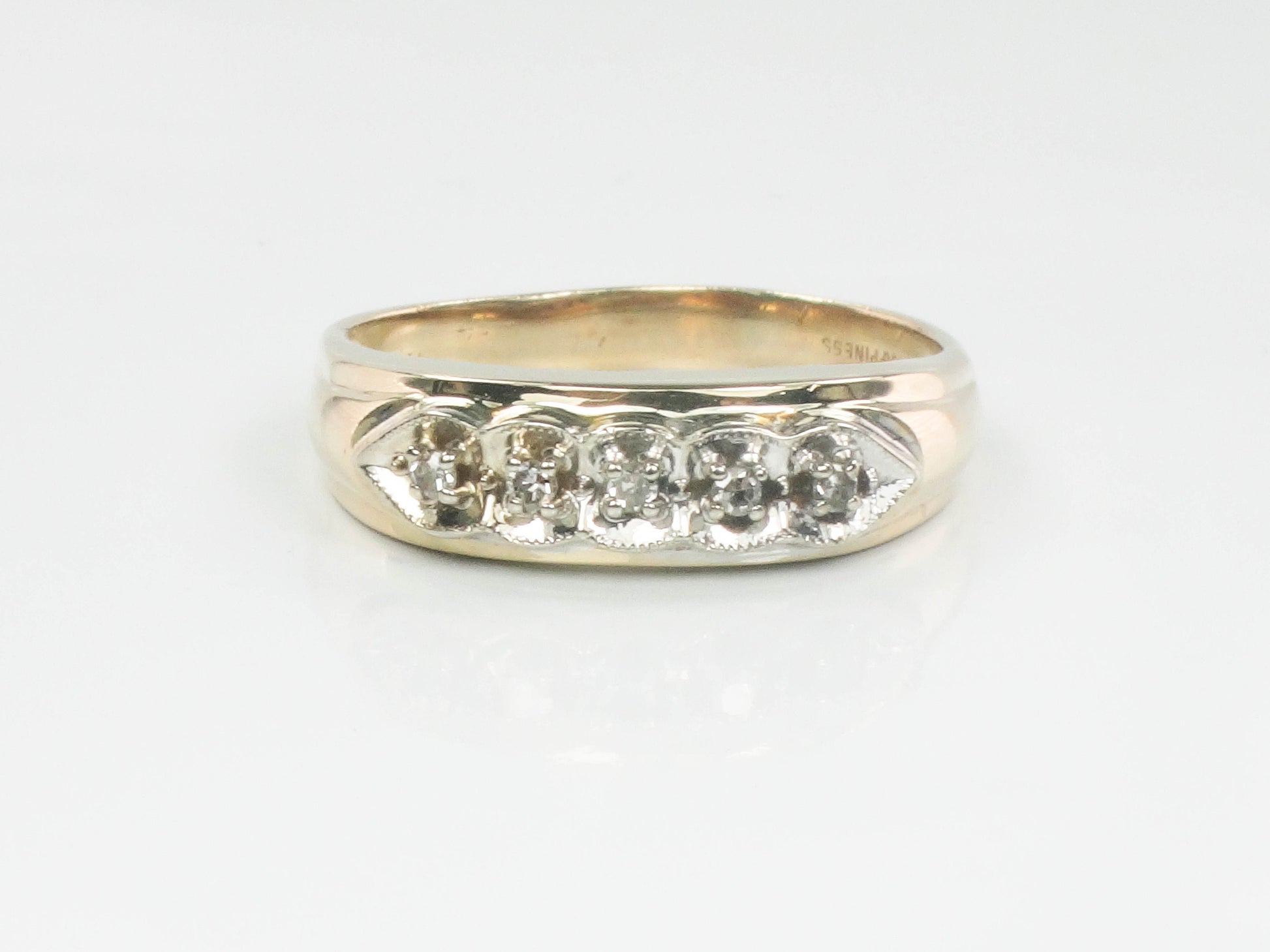 Vintage 14k Two Tone Gold Diamond Wedding Band Size 11