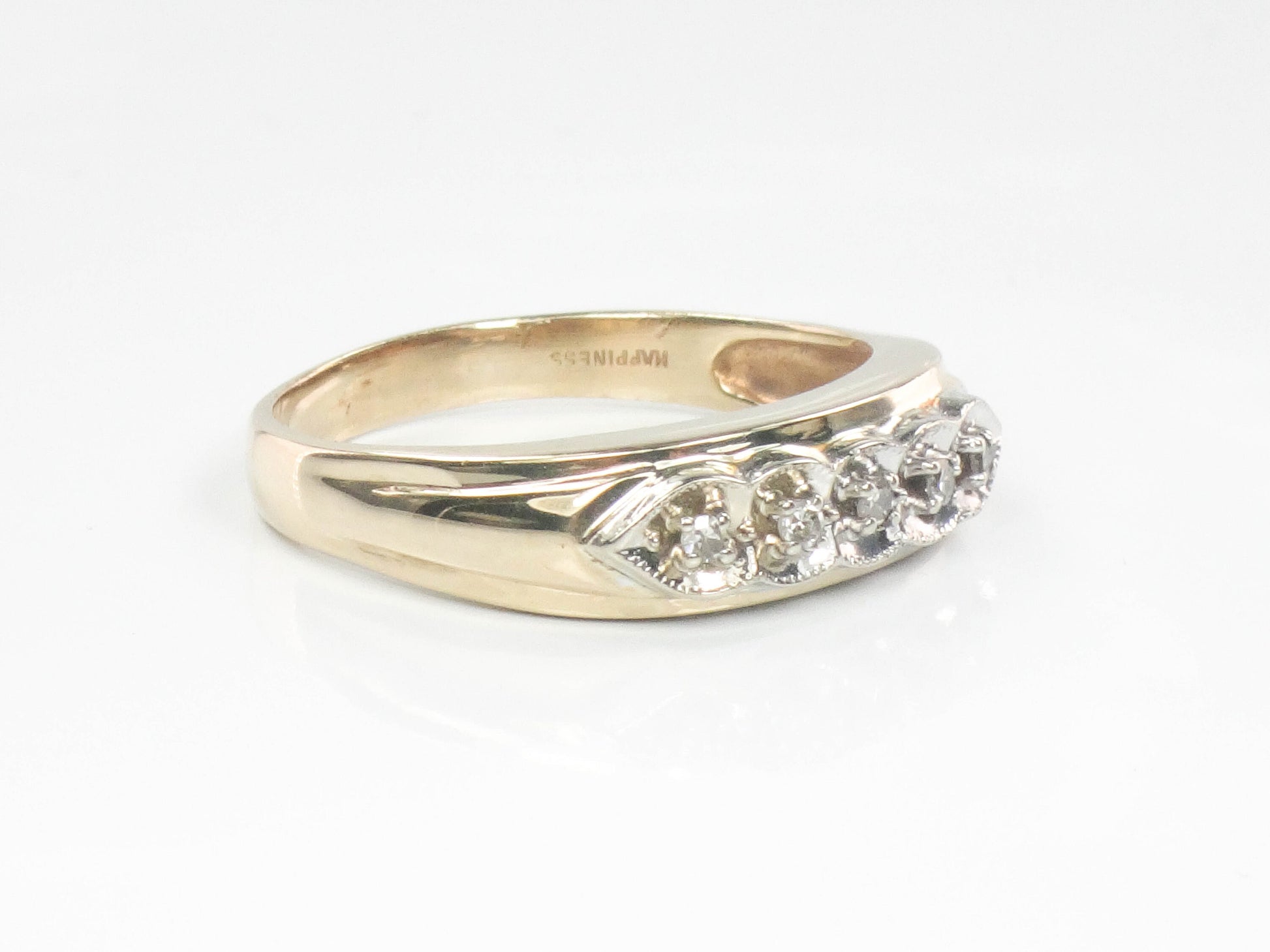 Vintage 14k Two Tone Gold Diamond Wedding Band Size 11