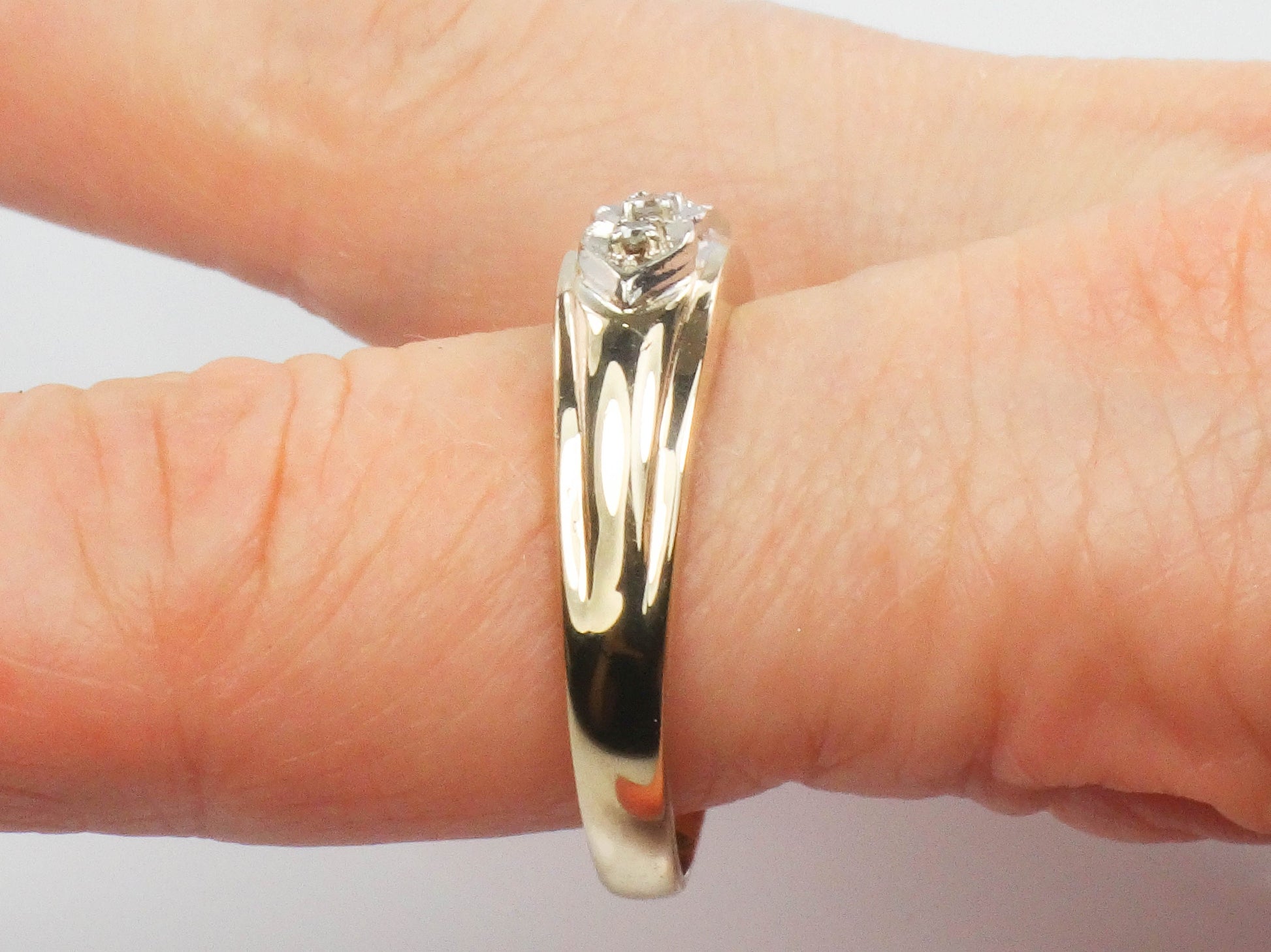 Vintage 14k Two Tone Gold Diamond Wedding Band Size 11