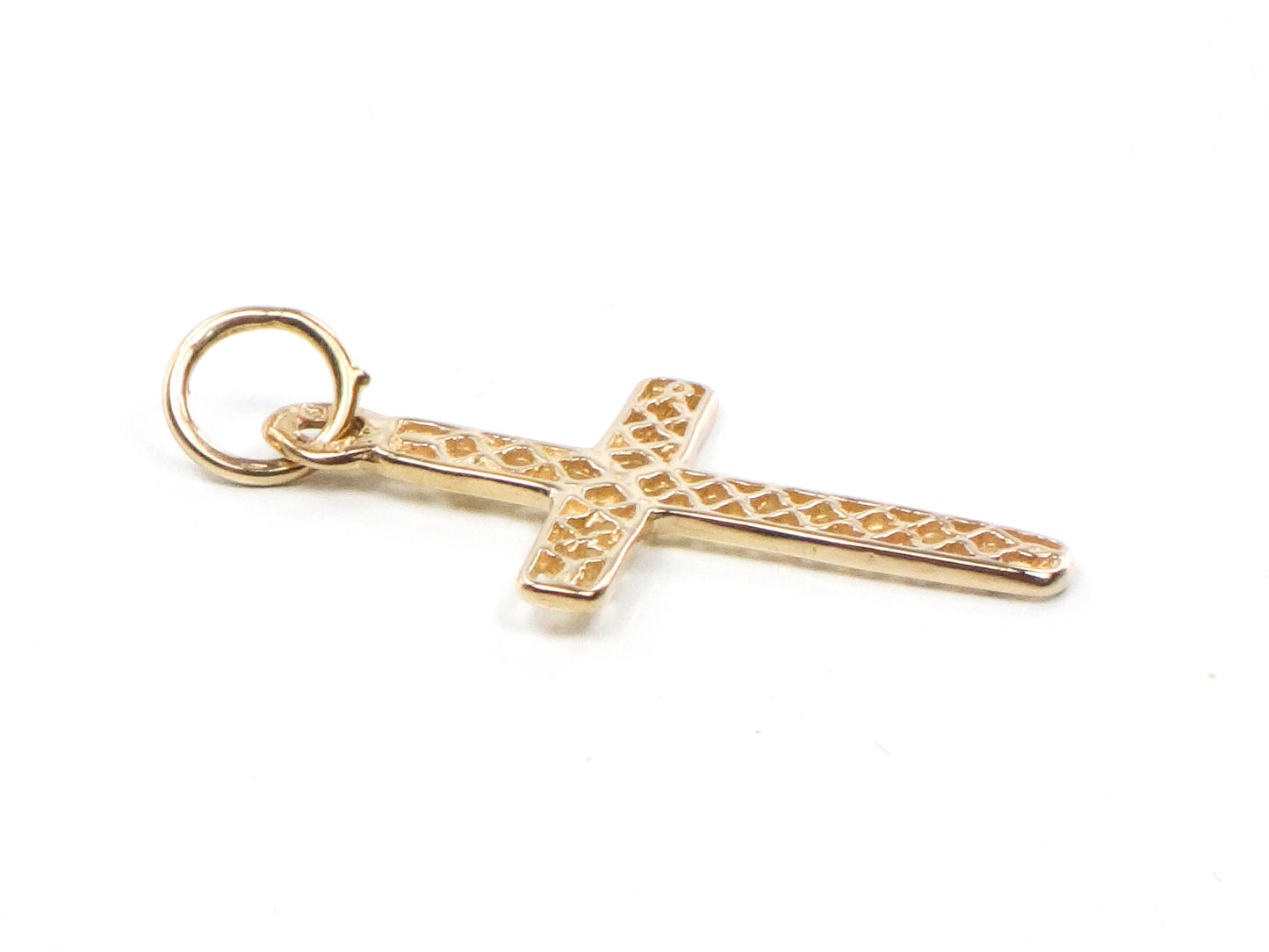 Solid 14k Yellow Gold Cross Pendant - Vintage Filigree Openwork Christian Religious Jewelry