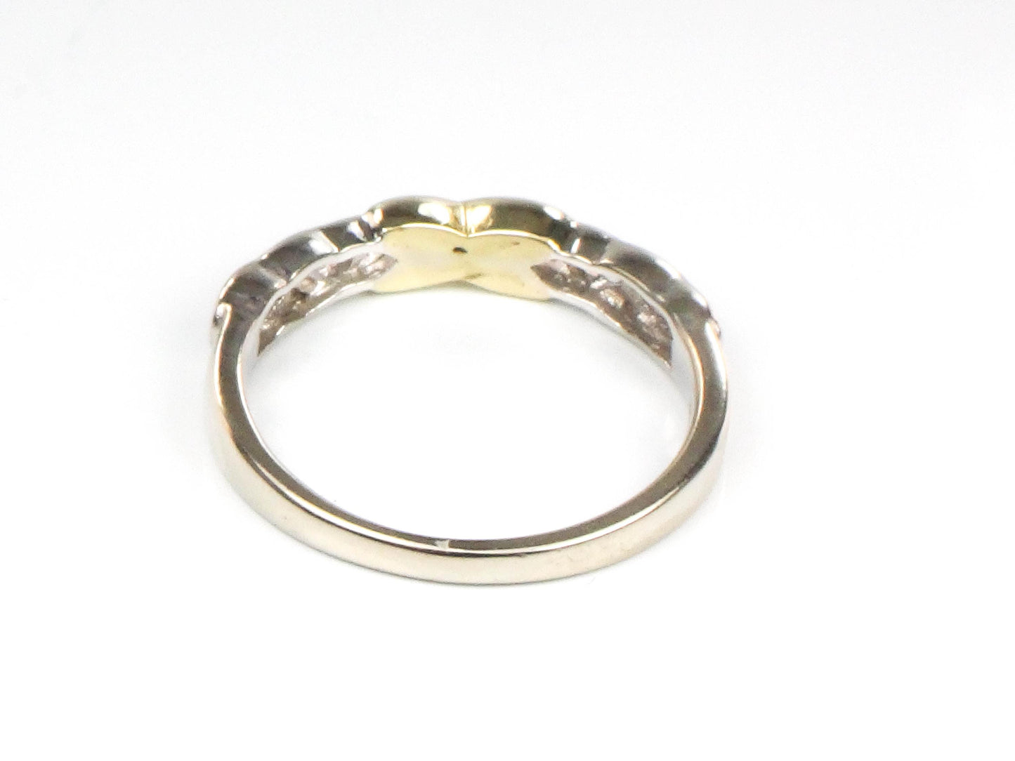 Two Tone Gold Diamond Wedding Band - Vintage Solid 14k Thin Irish Celtic Design Ring Size 7 - Fine Jewelry