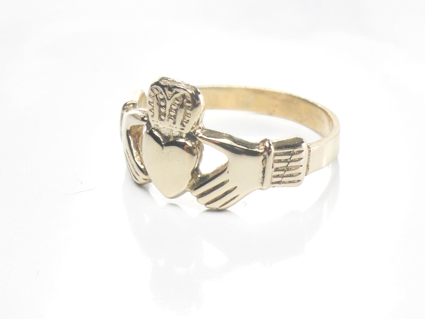 14k Yellow Gold Claddagh Ring - Irish Wedding Band Size 6.75 - Fine Vintage Jewelry