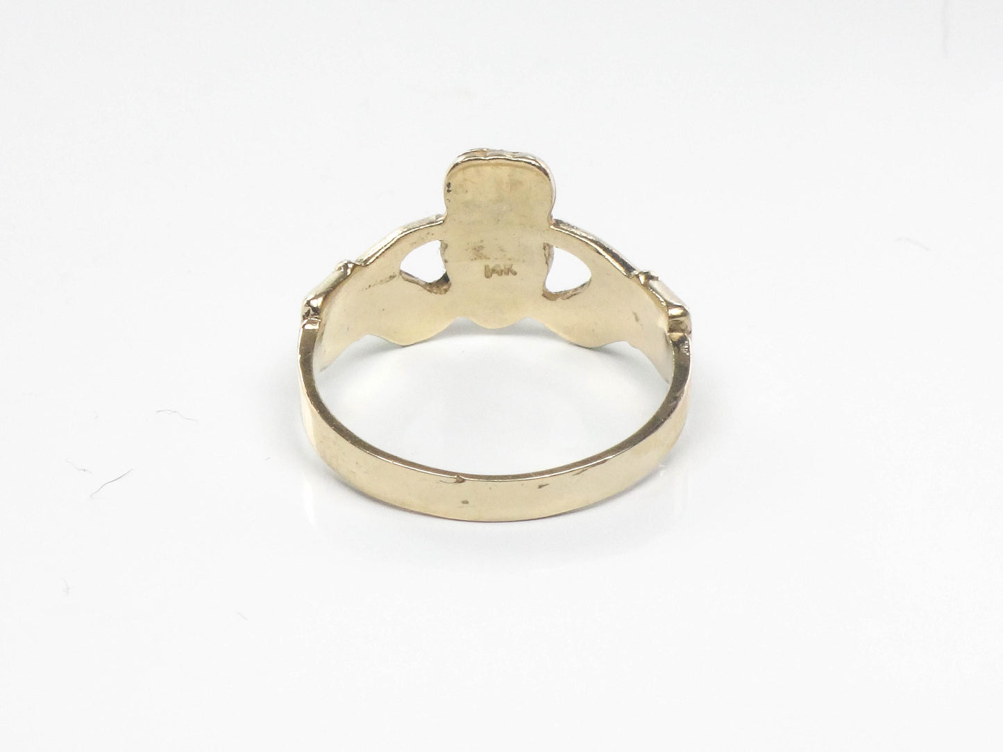 14k Yellow Gold Claddagh Ring - Irish Wedding Band Size 6.75 - Fine Vintage Jewelry