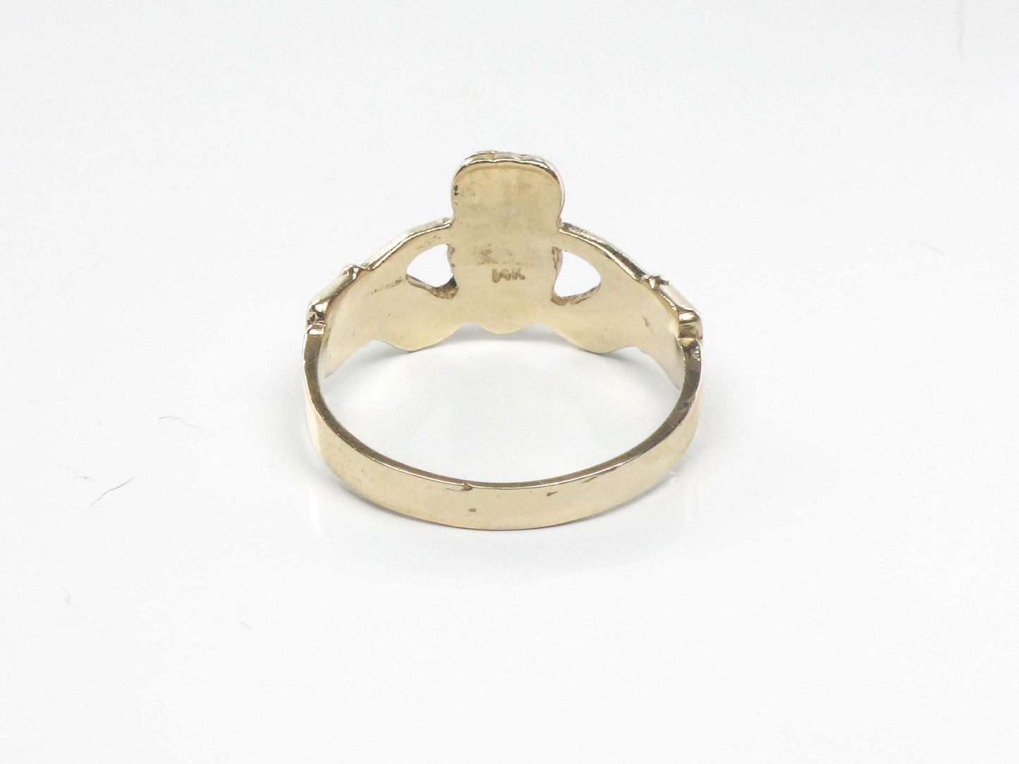 14k Yellow Gold Claddagh Ring - Irish Wedding Band Size 6.75 - Fine Vintage Jewelry