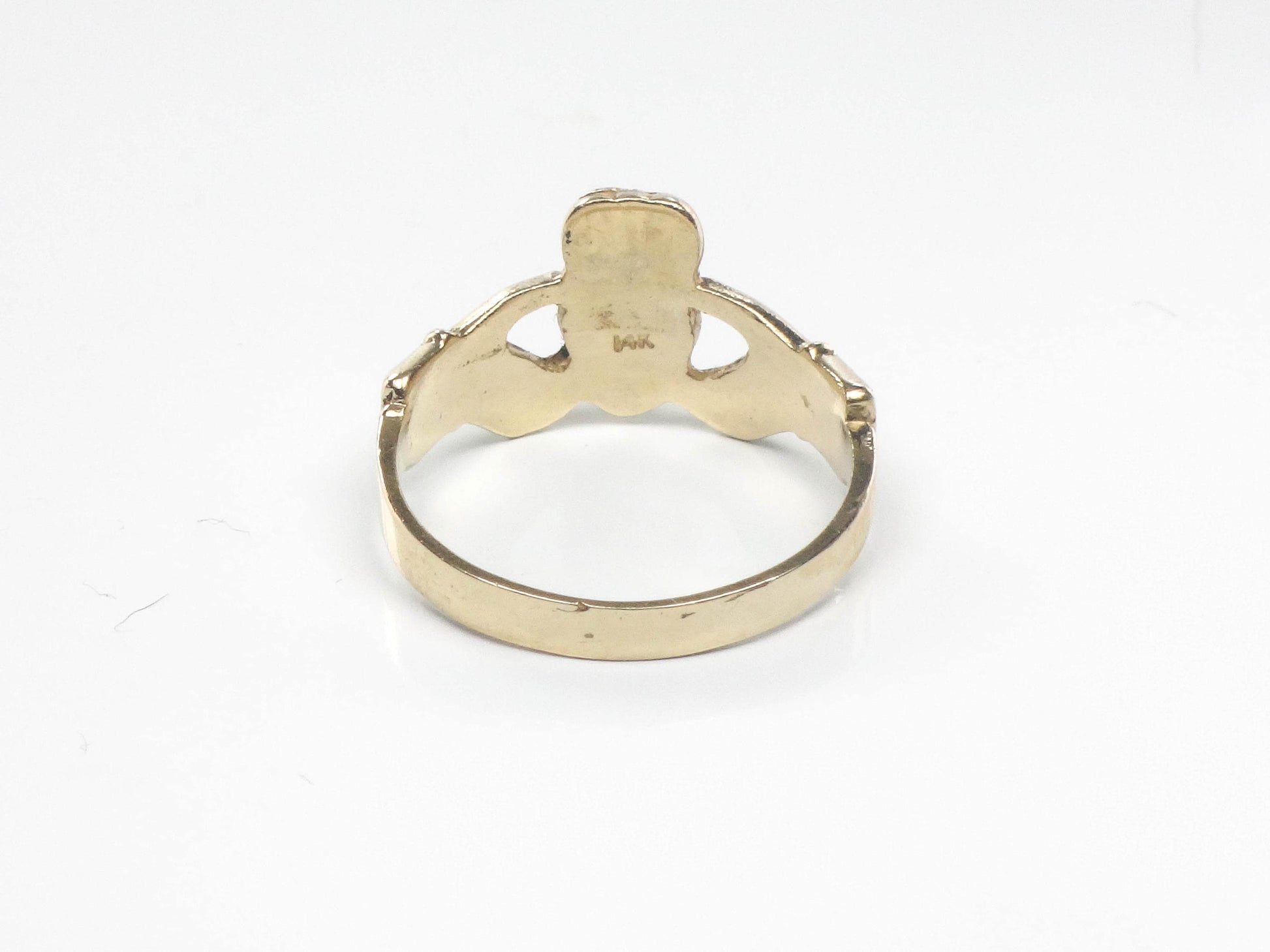 14k Yellow Gold Claddagh Ring - Irish Wedding Band Size 6.75 - Fine Vintage Jewelry