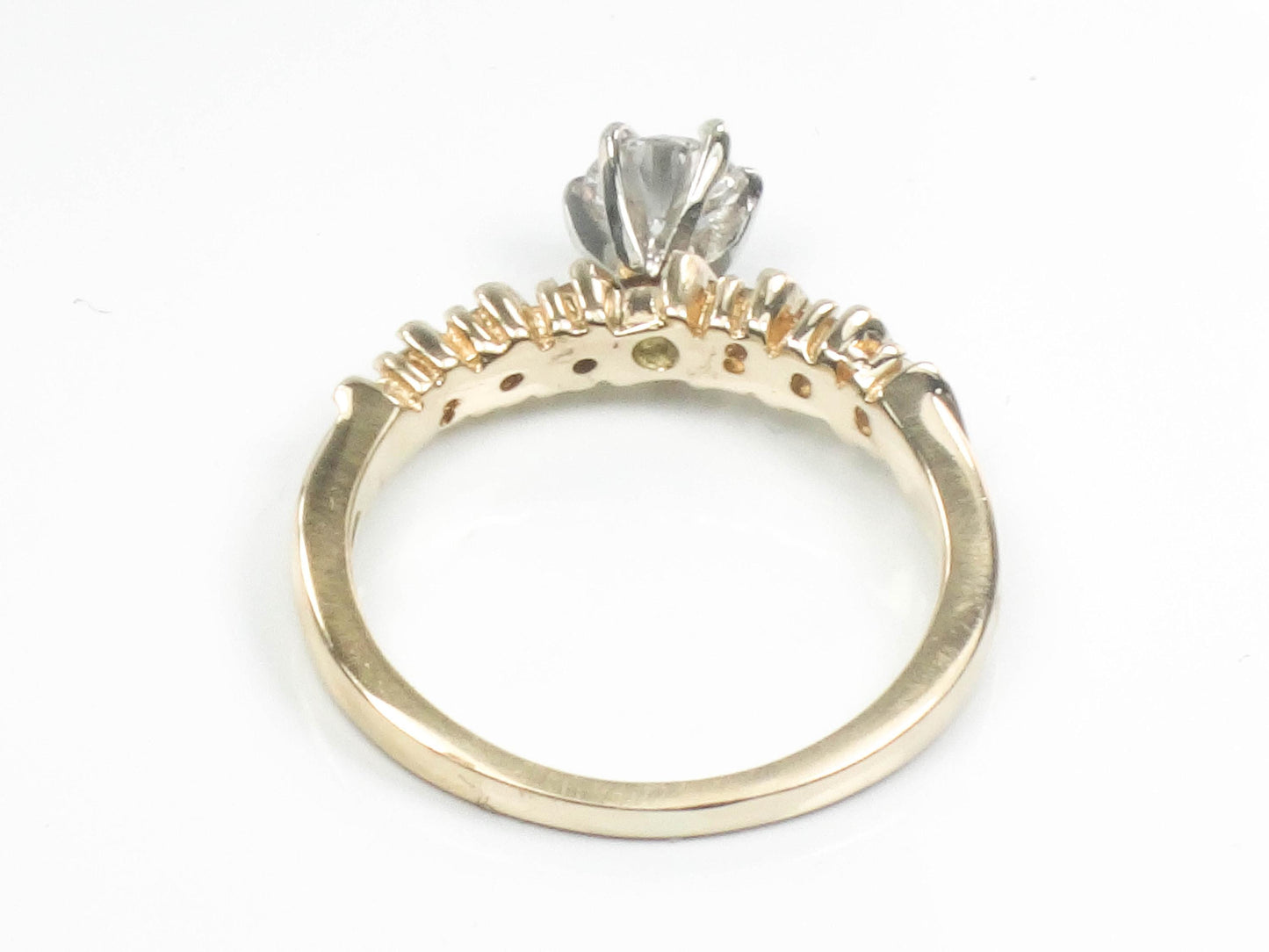 Vintage 14k Round Brilliant Natural Diamond Engagement Ring .38 Carats Center Size 6
