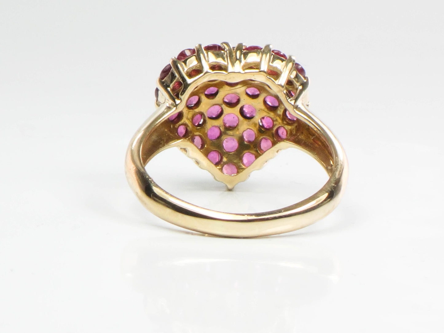 Ruby Heart Cluster Ring - Vintage 14k Yellow Gold Natural Red Gemstones - Size 6 - Circa 1960's Fine Jewelry