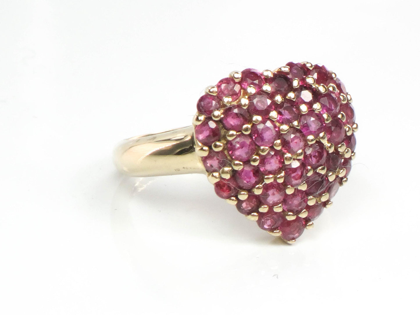 Ruby Heart Cluster Ring - Vintage 14k Yellow Gold Natural Red Gemstones - Size 6 - Circa 1960's Fine Jewelry