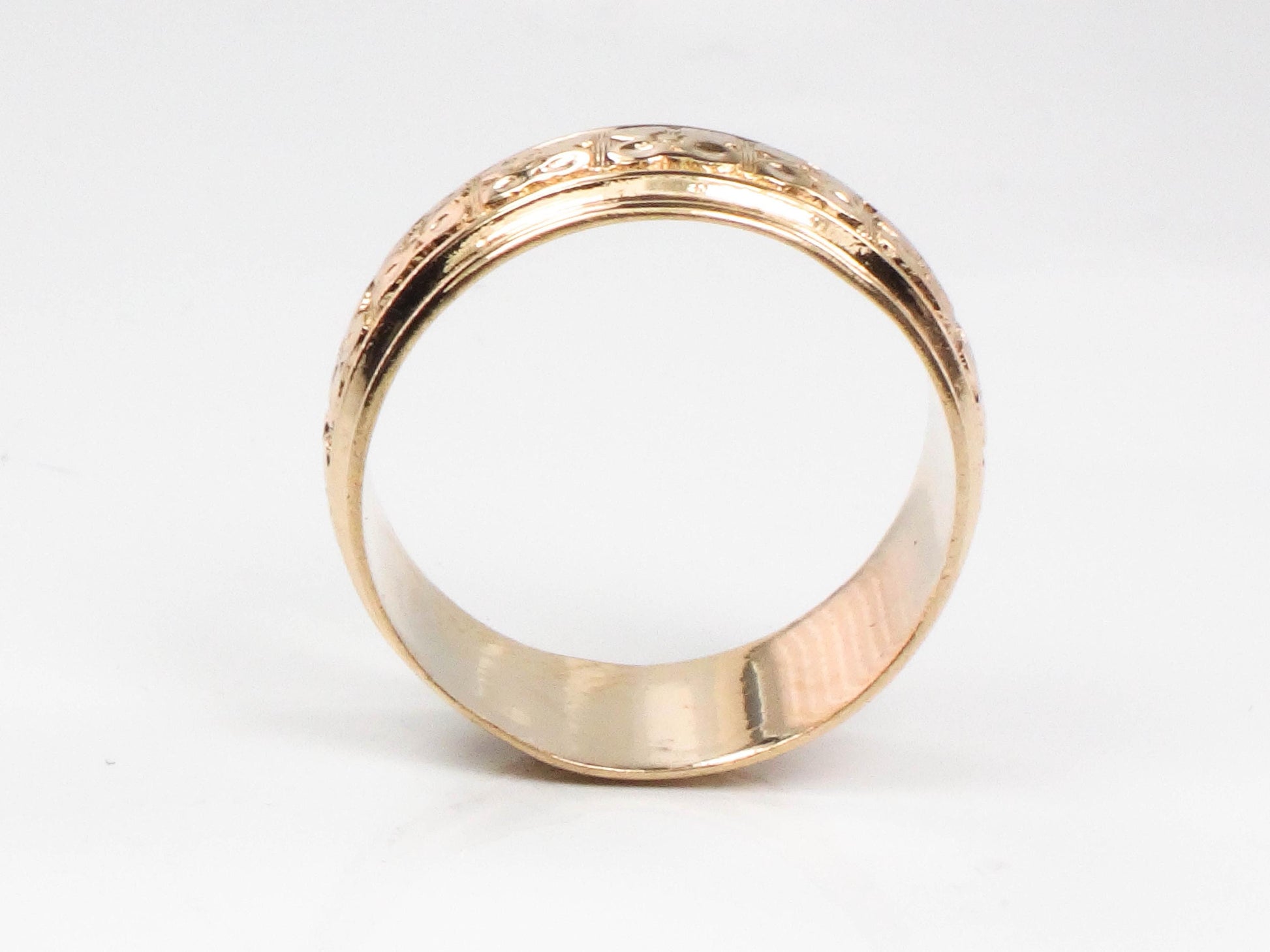 Vintage Wide 14k Yellow Gold Orange Blossom Floral Wedding Band Size 6 1/4