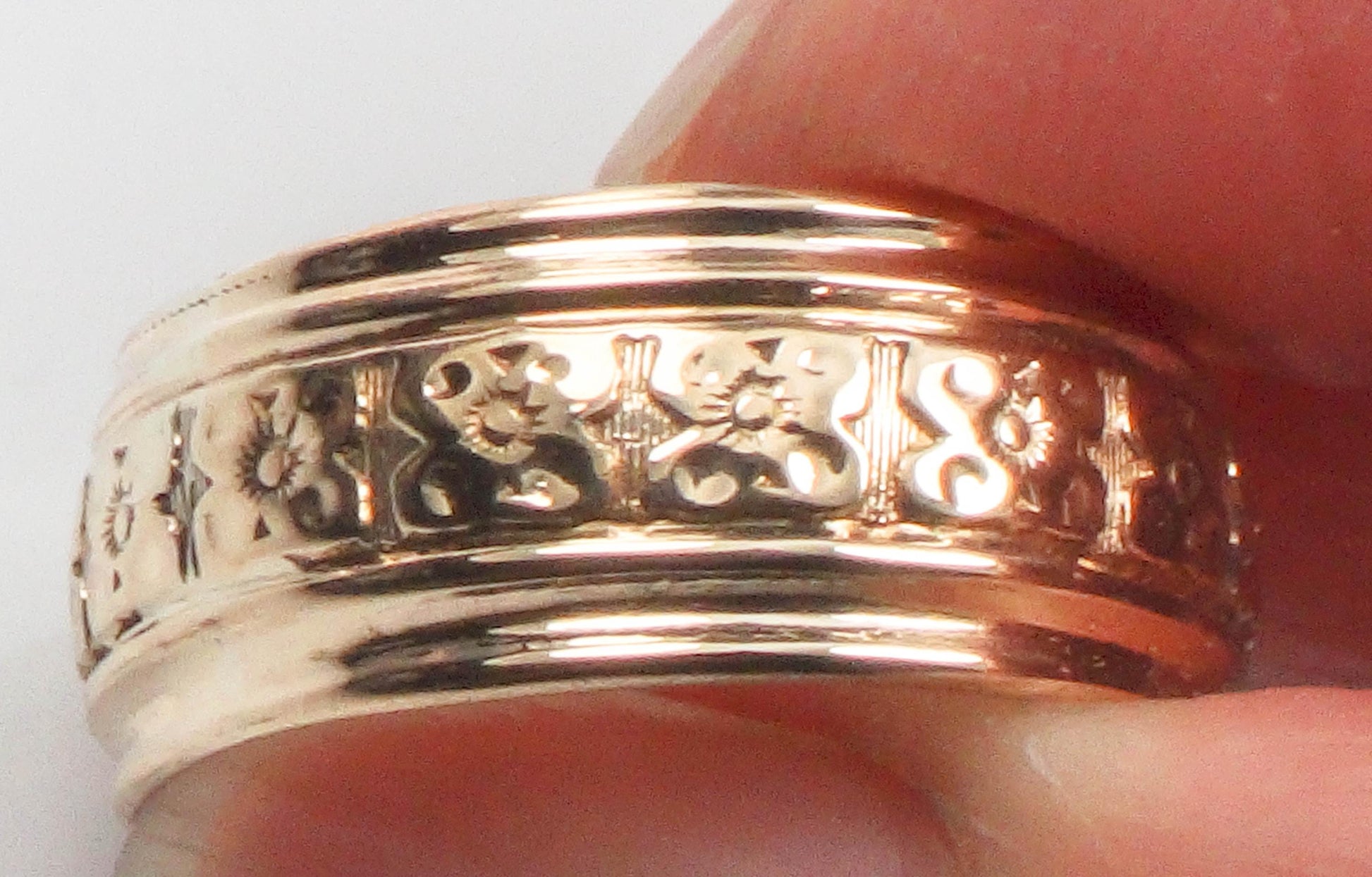 Vintage Wide 14k Yellow Gold Orange Blossom Floral Wedding Band Size 6 1/4