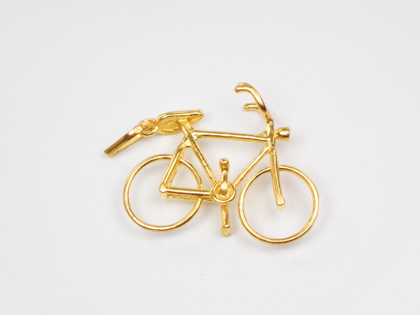 Vintage Solid 21k Yellow Gold Bicycle Pendant Charm
