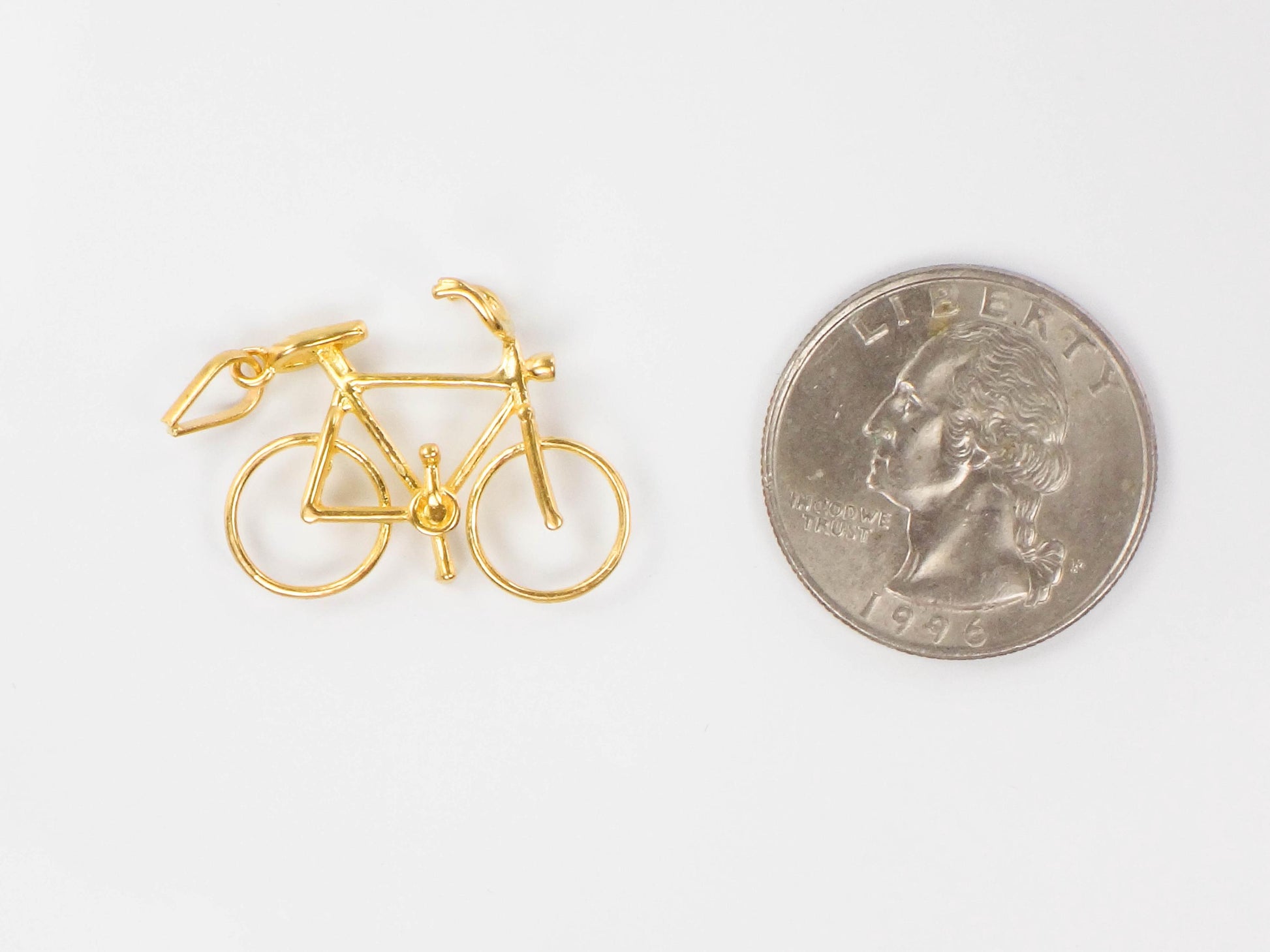 Vintage Solid 21k Yellow Gold Bicycle Pendant Charm