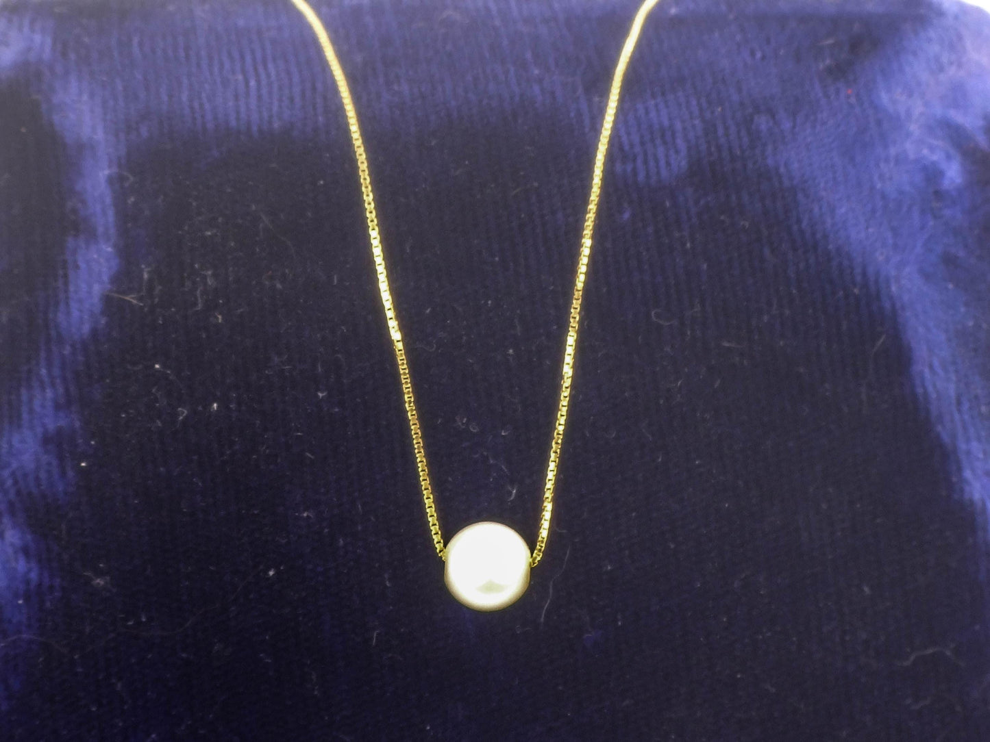 18k Pearl Necklace - Yellow Gold Minimalist 7.5 MM White Cultured Pendant 20" - Vintage Fine Bridal Jewelry