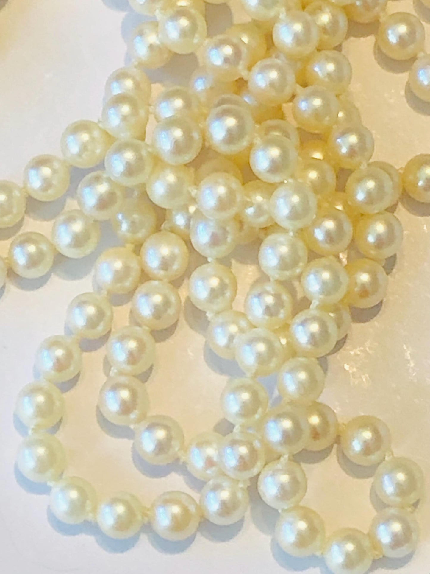 Vintage 14k Gold Double Strand Saltwater Cultured Pearl Necklace, 5 MM Pearl Bridal Necklace 23"