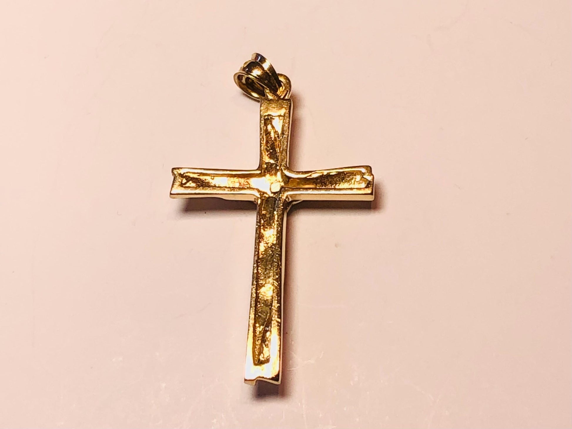 Vintage Solid 14k Two Tone Gold Modern Style Crucifix Cross Pendant, Unisex Cross