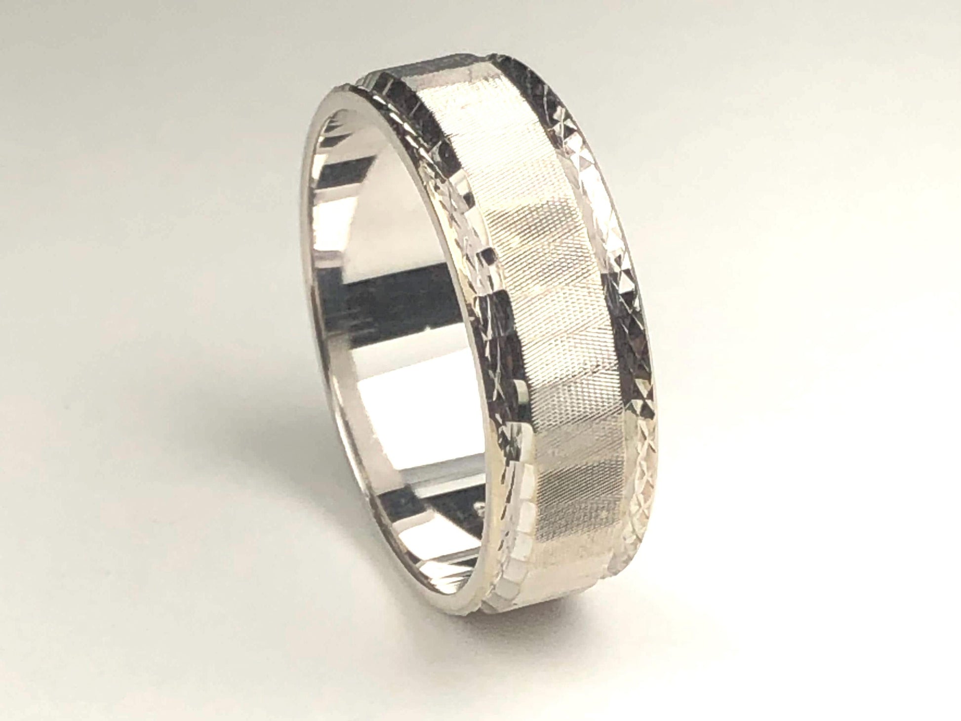 Vintage 14k White Gold JR Wood & Sons ArtCarved Wedding Band 6.8 mm Size 9