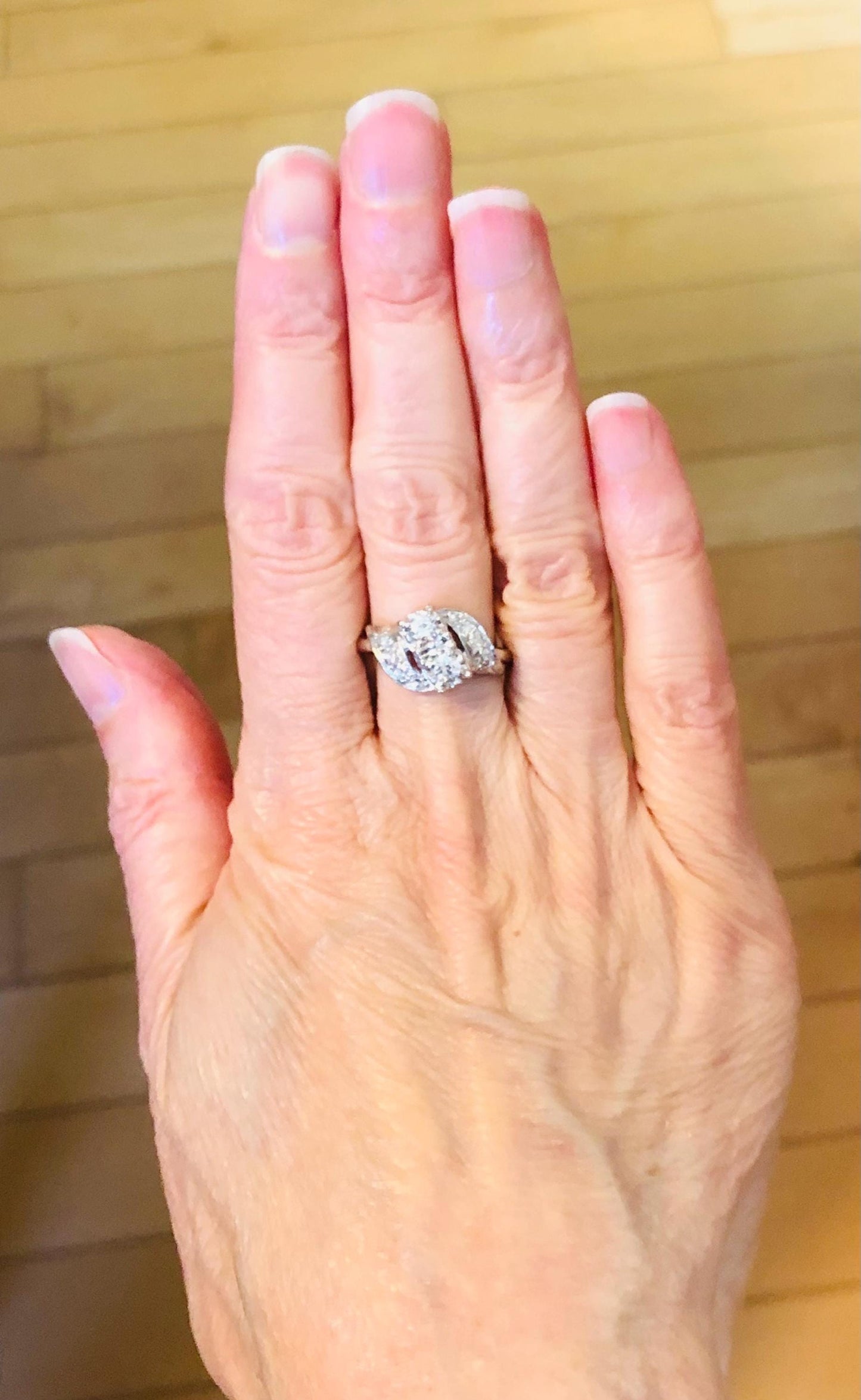 Toi et Moi Diamond Ring - 14k White Gold Natural Gems 3/4 Carat Total - Size 6 - Vintage Circa 1960's