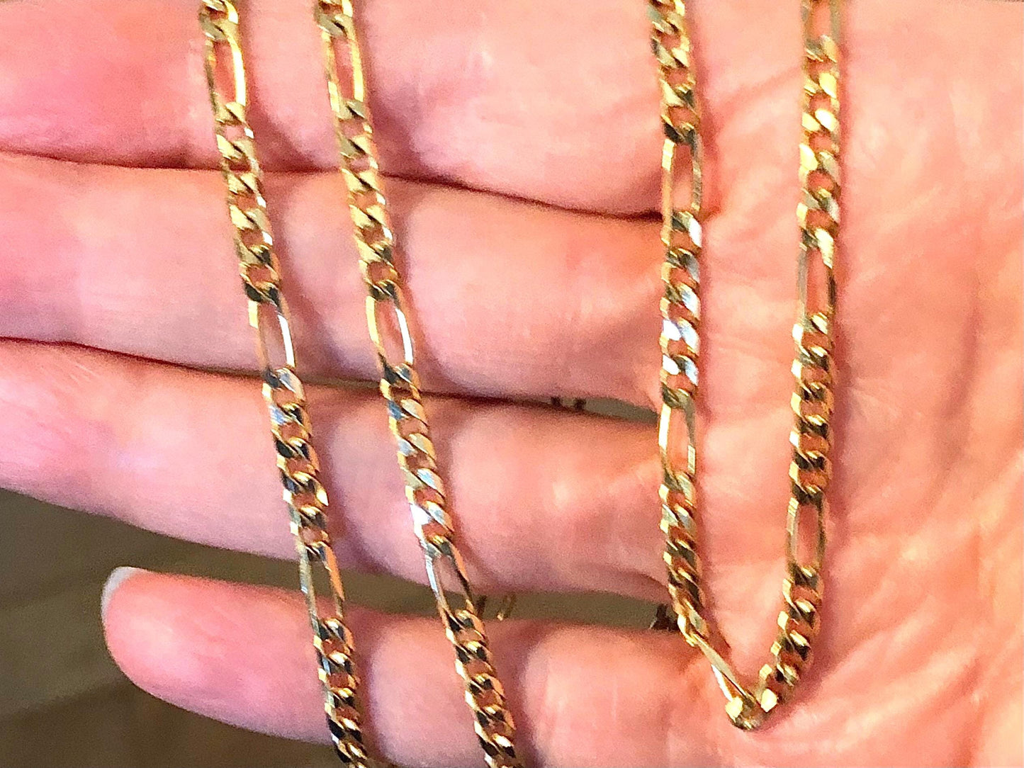 Vintage 18k Yellow Gold Solid Gold Figaro Style Link Chain 20" 3.0 mm Unisex