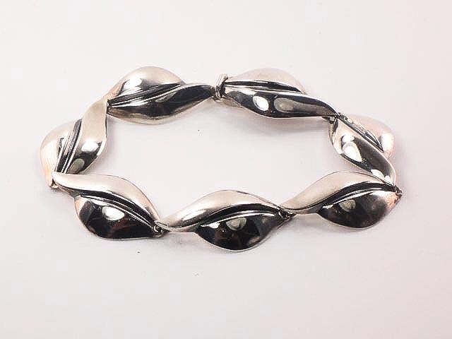 Sterling Silver Leaf Bracelet - S Christian Fogh Bracelet - Vintage SCF Denmark Modern Style Fine Jewelry