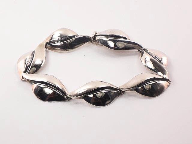Vintage Sterling Silver Leaf Bracelet - SCF Denmark Modernist Design