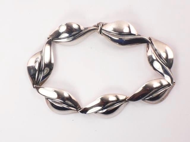 Vintage Sterling Silver Leaf Bracelet - SCF Denmark Modernist Design