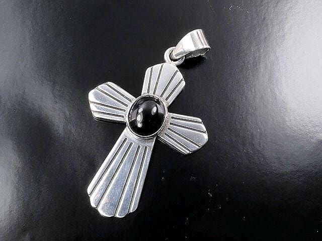 Vintage Sterling Silver Black Onyx Cross Pendant - Mark Wasserman Samara MWS Large Cross