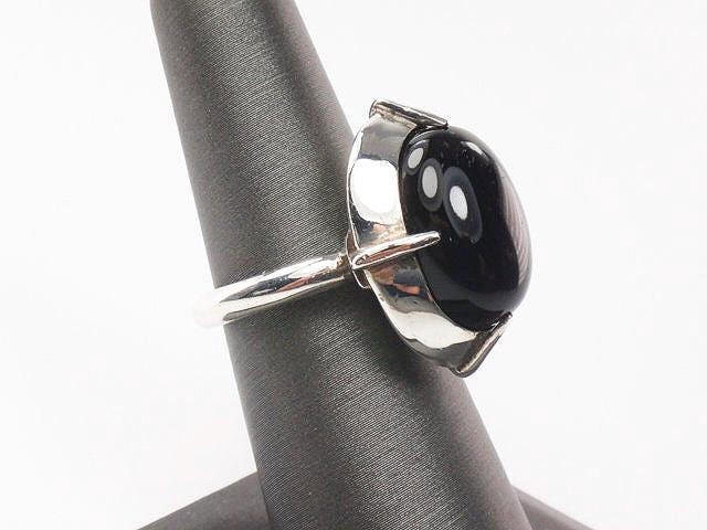 Vintage Metropolitan Museum of Arts Onyx Ring MMA Sterling Silver Bishop's Ring Size 7