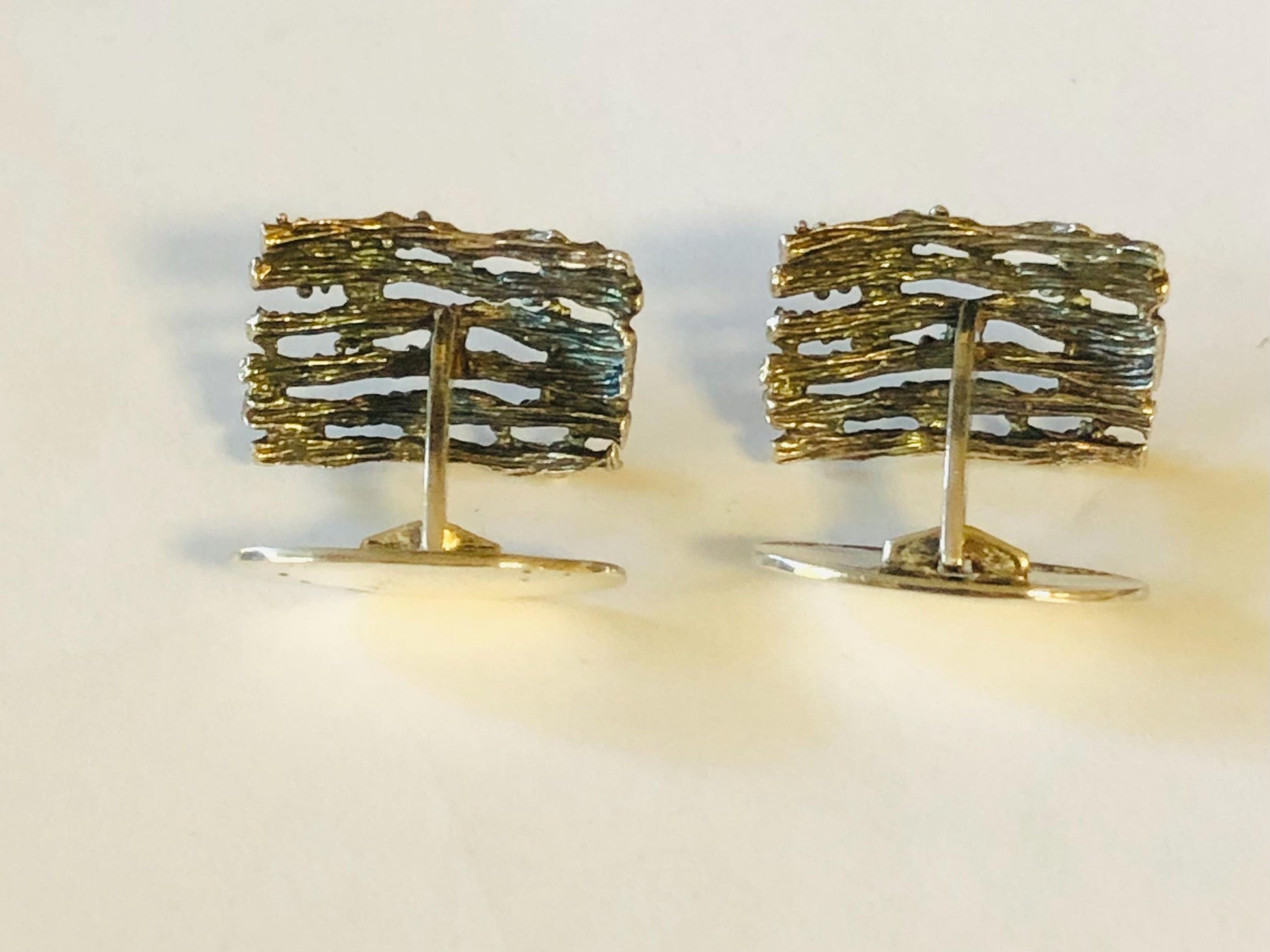 Vintage Hermann Siersbol Sterling Silver Brutalist Gate Style Cufflinks, Men's Accessory, Danish Silver