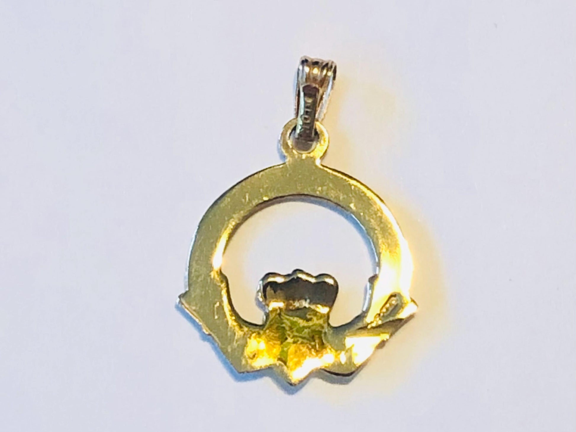 Vintage Solid 9k Yellow Gold Claddagh Pendant, Small Irish Claddagh Charm
