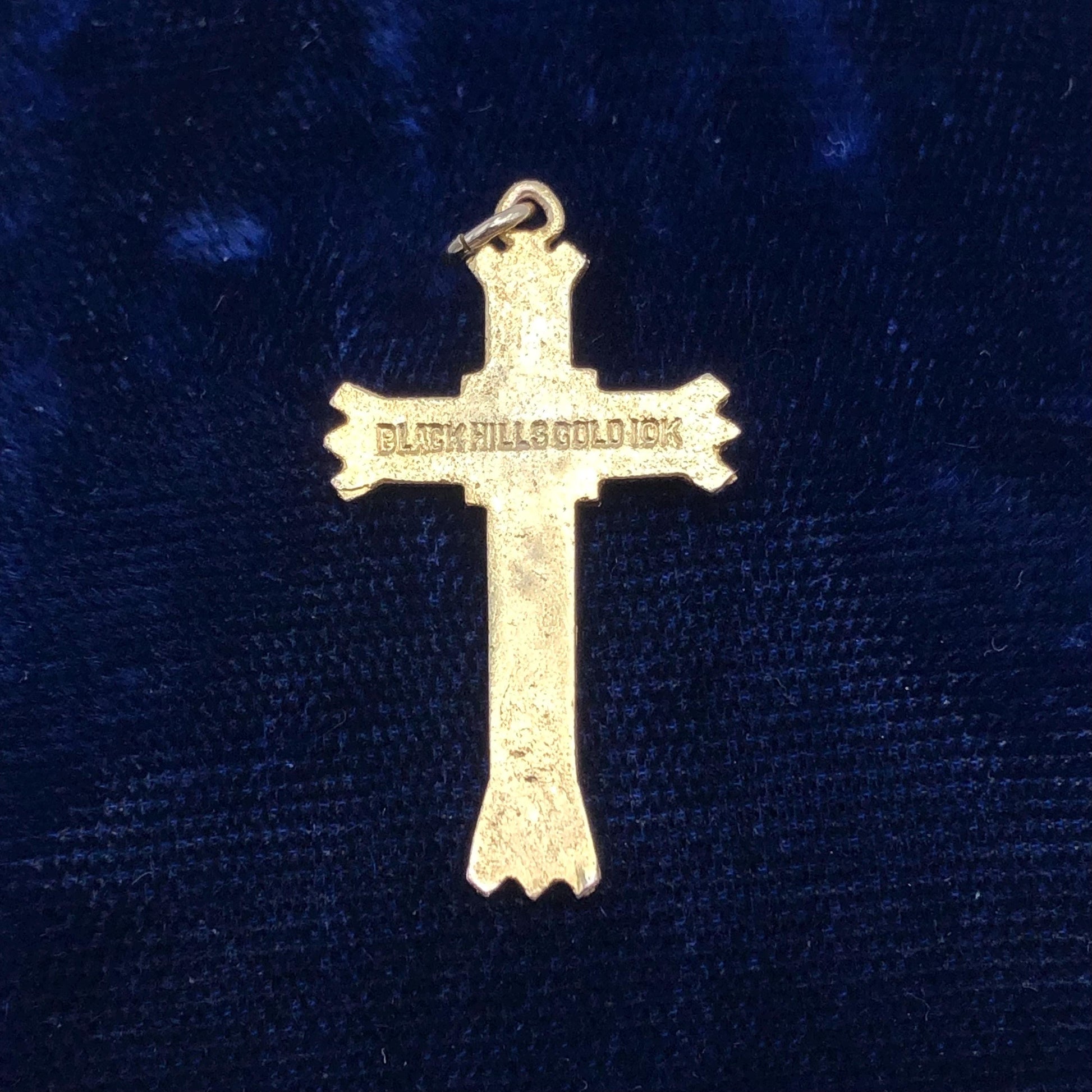 Vintage Black Hills Gold 10k Yellow and Rose Gold Floral Cross - Religious Jewelry