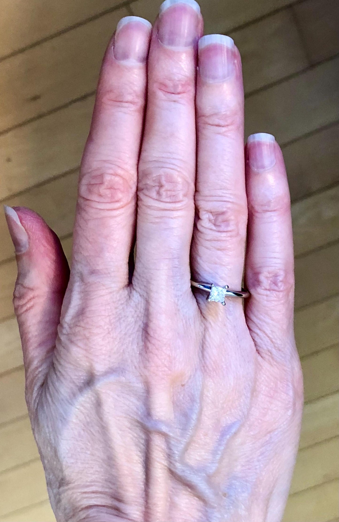Vintage 14k White Gold Princess Cut Diamond Solitaire Engagement Ring: .45 CT, Size 7