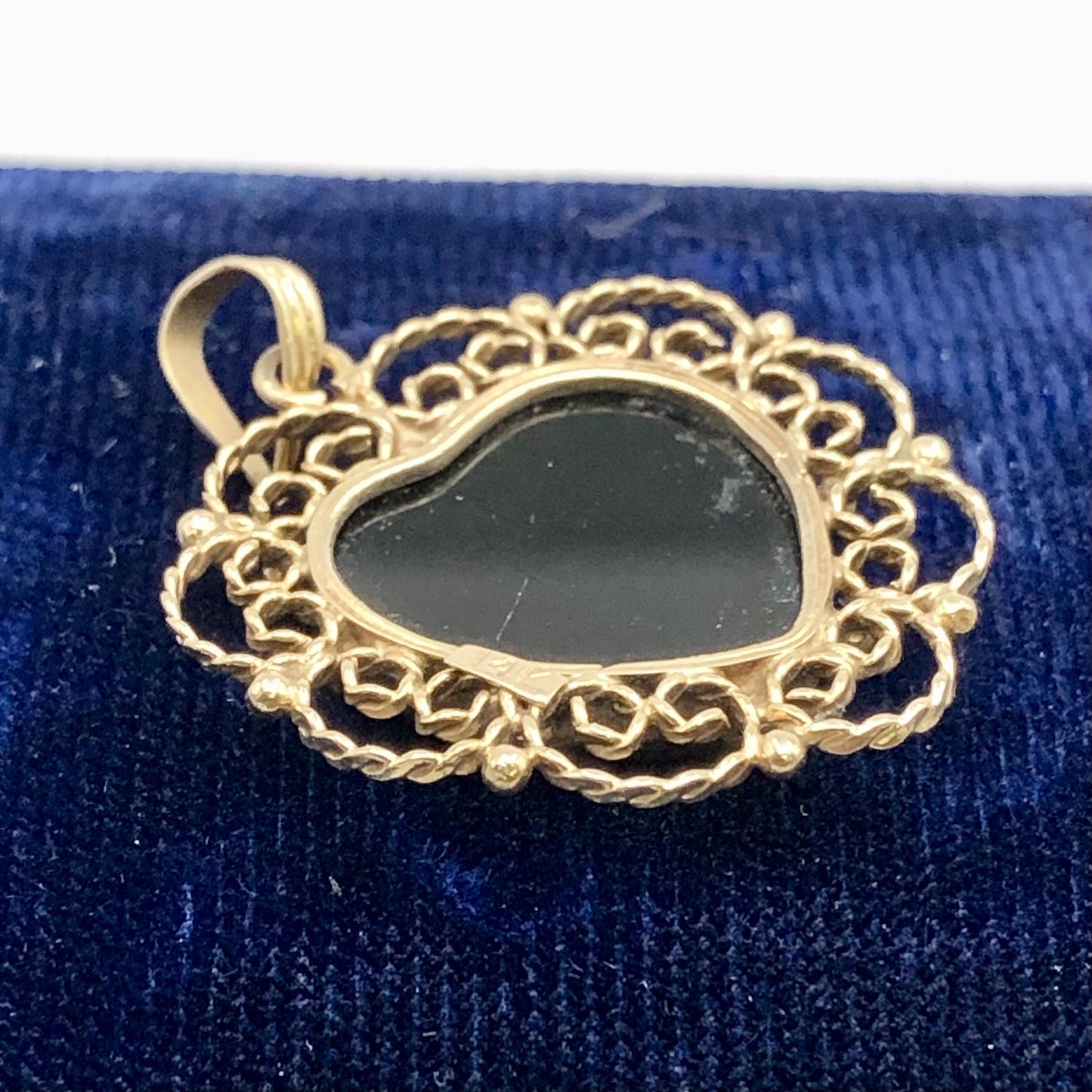 Vintage 14k Gold Mosaic Opal Doublet Heart Pendant: October Birthstone