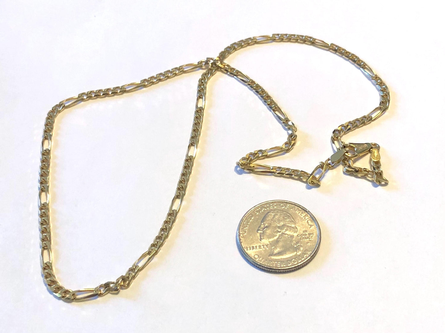 Vintage 18k Yellow Gold Solid Gold Figaro Style Link Chain 20" 3.0 mm Unisex