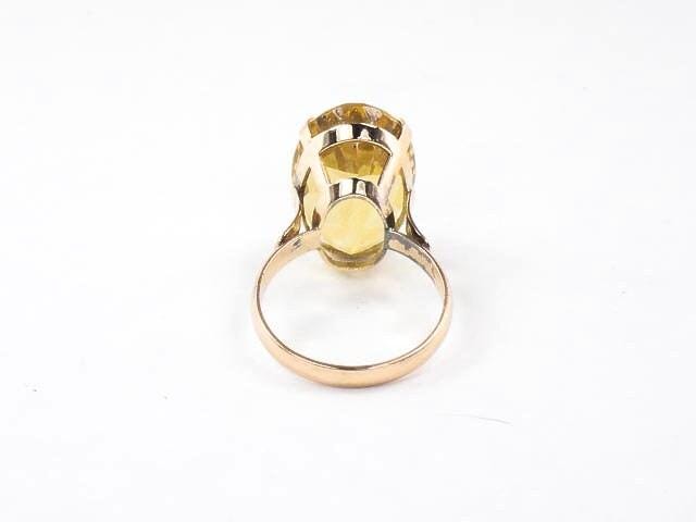 Vintage 18k Gold Citrine Ring: Oval November Birthstone, Size 5 3/4