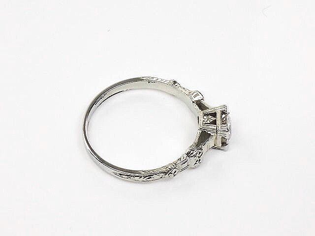 Vintage 18k White Gold Old European Cut Natural Diamond Engagement Ring Art Deco Orange Blossom Engagement Ring Approx 1/3 Carat Solitaire