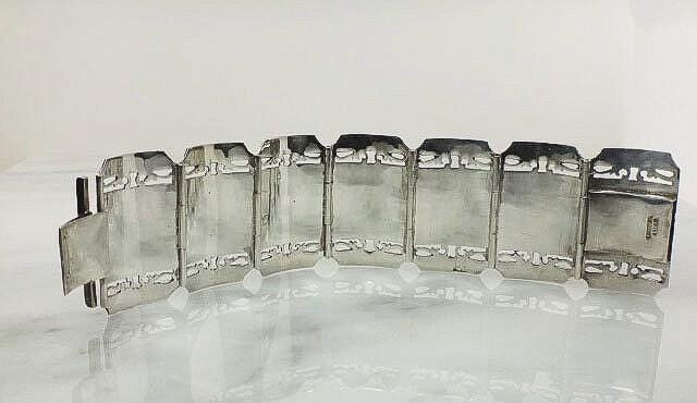 Vintage Siam Sterling Bracelet Heavy 61 Grams Siam Silver Goddess and Mermaid Princess Bracelet Wide Nielloware Thailand Siam Bracelet 7"