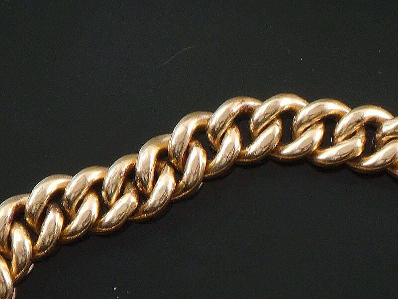 Vintage Rolled Gold Plate Link Bracelet with Safety Chain - Circa 1930's - 7 3/8"