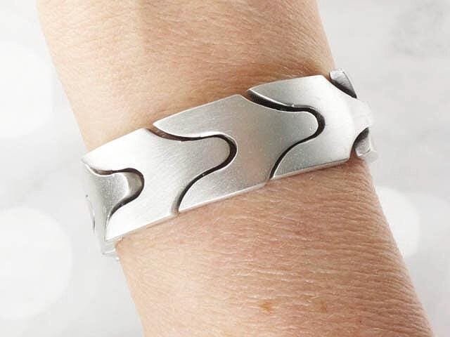 Vintage 950 Silver Y-Link Bracelet: Men's Heavy Modernist Design, 9 Inch