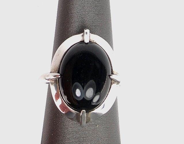 Vintage Metropolitan Museum of Arts Onyx Ring MMA Sterling Silver Bishop's Ring Size 7