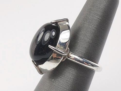 Vintage Metropolitan Museum of Arts Onyx Ring MMA Sterling Silver Bishop's Ring Size 7