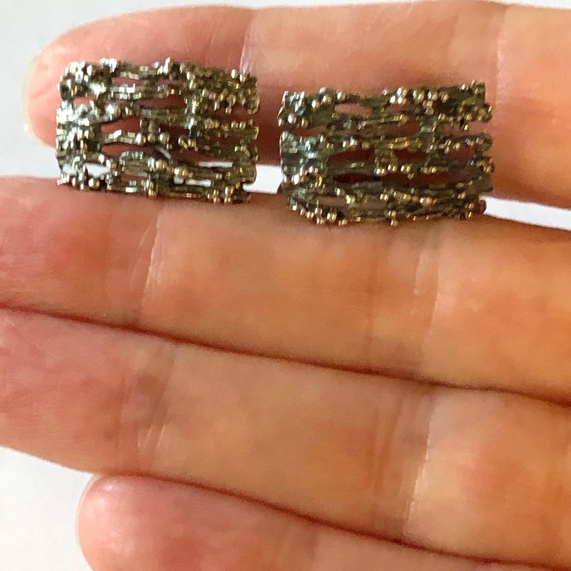 Vintage Hermann Siersbol Sterling Silver Brutalist Gate Style Cufflinks, Men's Accessory, Danish Silver