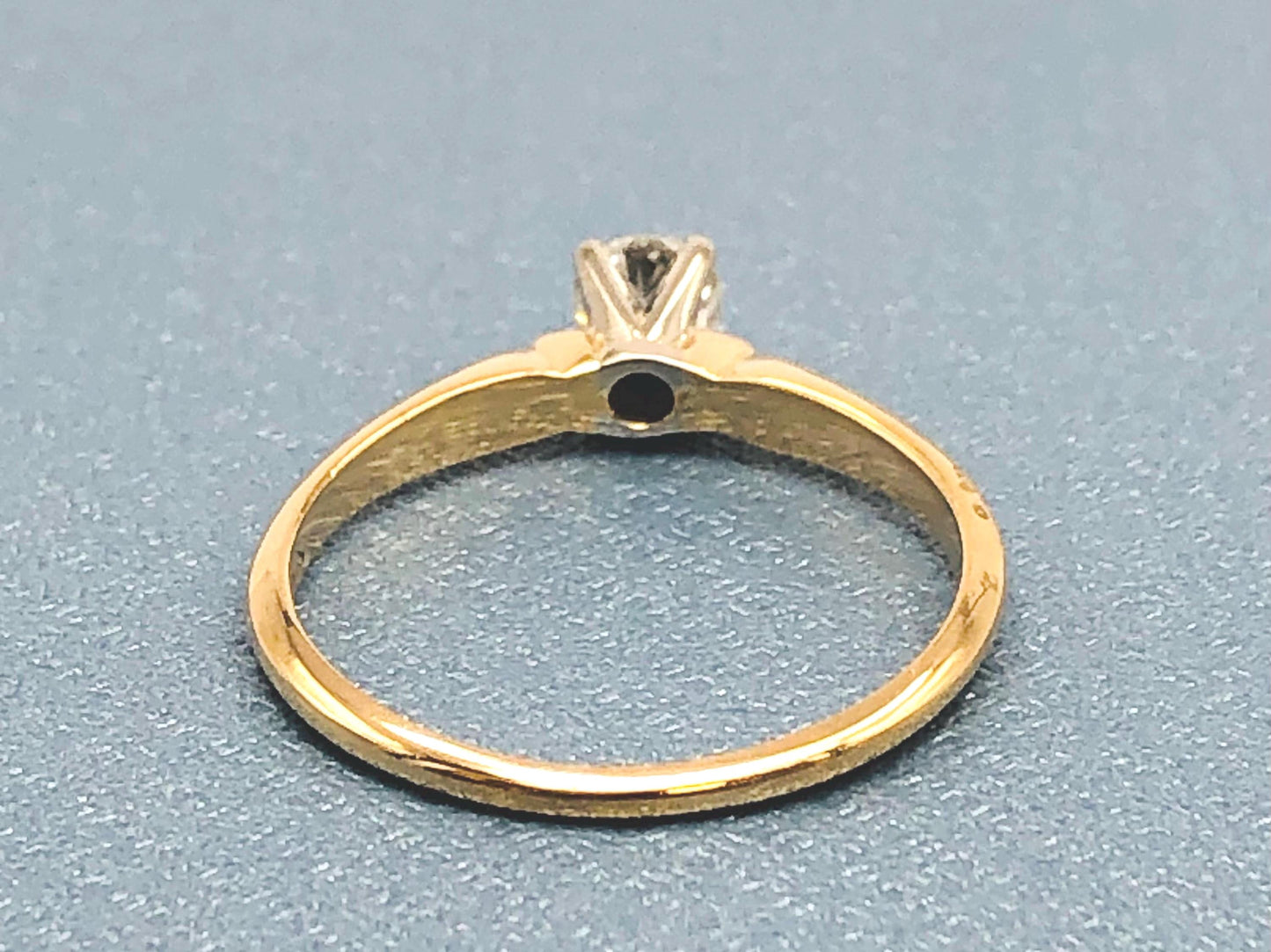 Vintage 18k Yellow Gold Natural Round Cut Diamond Engagement Ring, Solitaire Earth Mined Diamond Approximately .25 Carats, Size 5.75