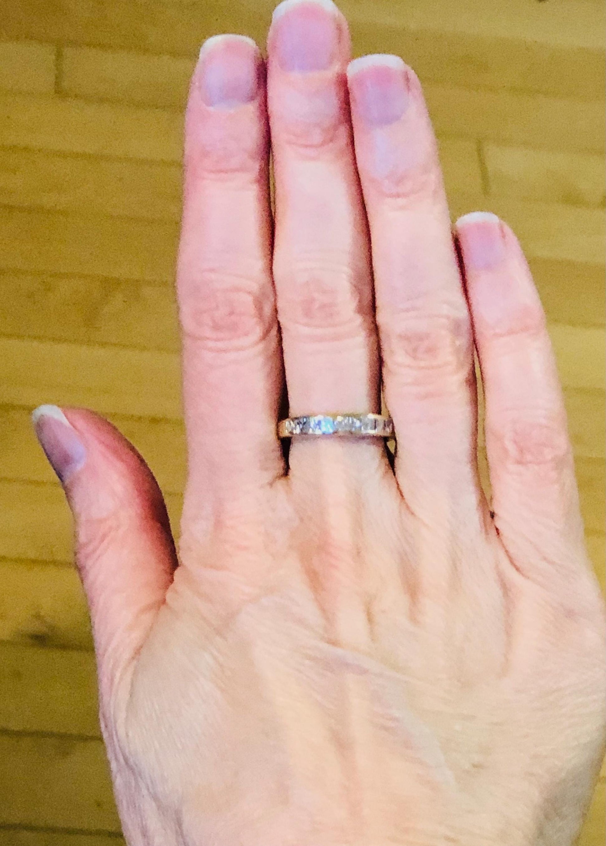 Vintage 14k Yellow Gold Princess Cut Diamond Wedding Band: Channel Set, Size 6