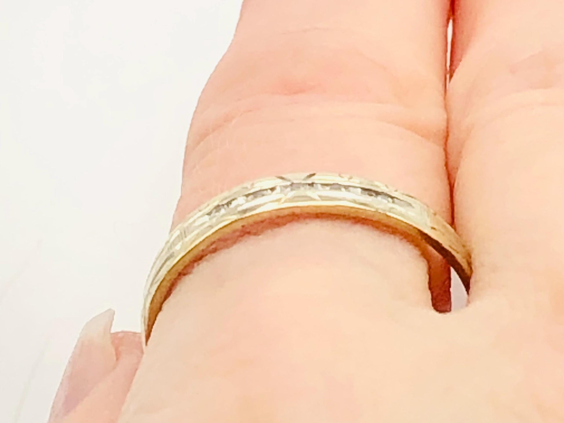 Diamond Wedding Band - Vintage Solid 10k Yellow Gold - Stacking Ring - Size 8.75 - Fine Jewelry